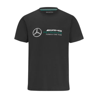 Mercedes AMG Petronas F1 Large Logo T-Shirt - Black - Kids