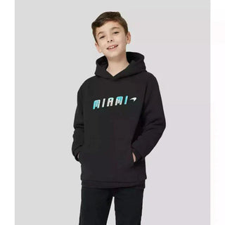 McLaren F1 Kids Miami Miami Palm Graphic Hoodie-Black/Aqua Sky - Rustle Racewears